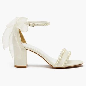 Mini Pearl And Bow Block Heel Sandals